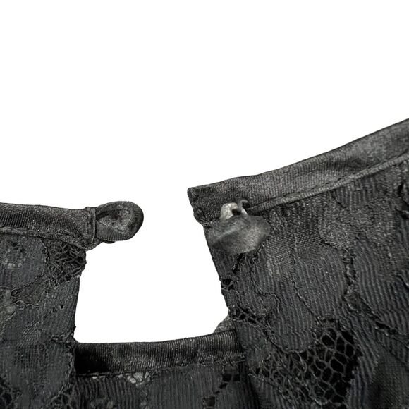 Vintage Xscape Evening Dress Womens 6 Black Satin Lace Ruched Cocktail Holiday - Picture 5 of 12